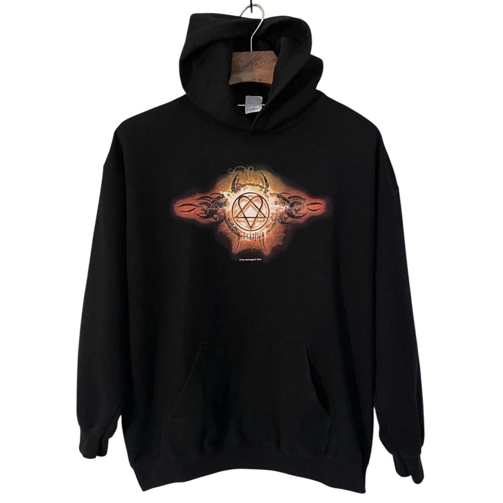 Vtg Him Heartagram Hoodie Fire Indestructibe Ville Valo Bam Margera 04 Goth Xl